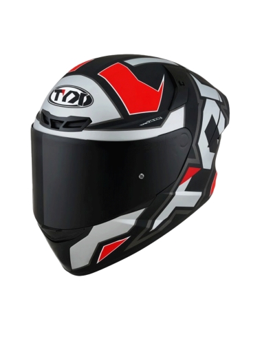 Casco da corsa per moto KYT tt course elettrone grigio opaco / rosso