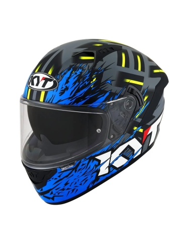 KYT NF-R Flaming mattgrau-blauer Integralhelm für Motorradfahrer