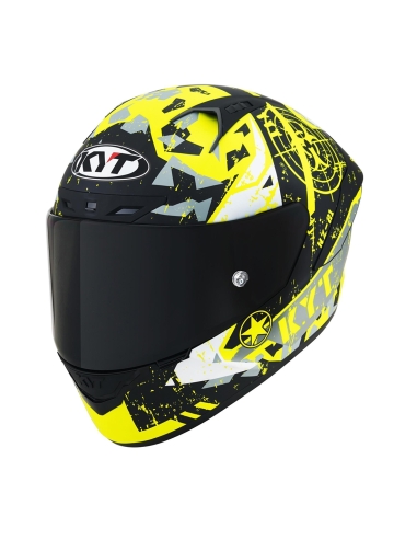 Casco integrale da motociclista da turismo KYT NZ Race Blazing giallo opaco