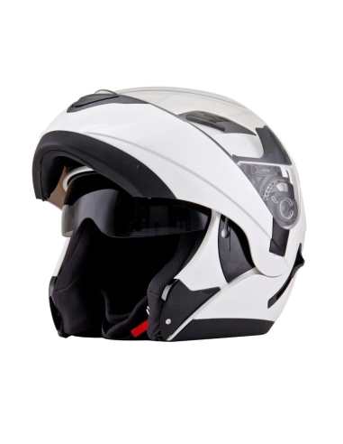 Capacete esportivo KYT convair liso branco pérola esportivo flip frontal