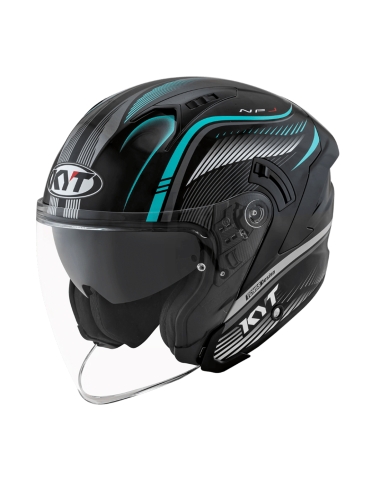 Casco da moto jet da turismo urbano KYT NFJ Radar Aqua Blue