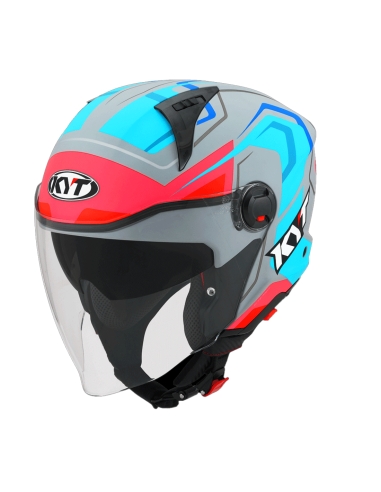 KYT D City lucent overtech asphalte gris bleu casque de moto de tourisme sportif