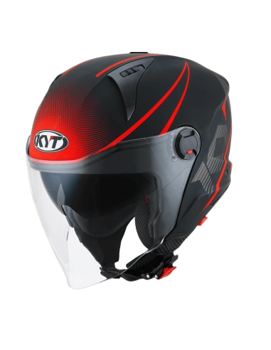 Casque de scooter jet KYT D City Lucent coloré rouge mat