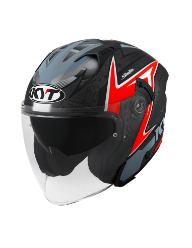 KYT NFJ Radar Attitude Matt Anth Red Open Face Scooter Helmet