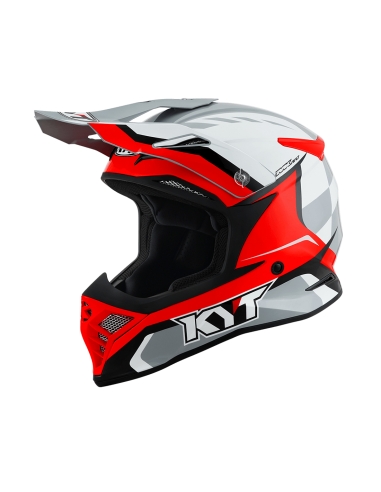 Casque de moto tout-terrain KYT Skyhawk Glowing White Red