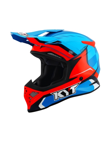 KYT Skyhawk Glowing Blue Orange Fluo Premium motocross helmet