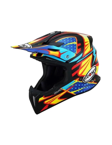 Casque de moto Suomy X Wing double bleu/rouge tout-terrain aventure