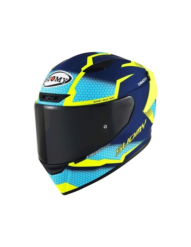 Casco da moto leggero SUOMY TRACK 1 Reaction blu opaco giallo