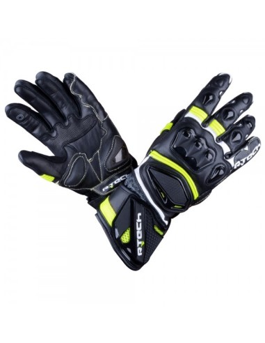 R-Tech Robo Lady Luva de motociclismo de corrida feminina Preto/Amarelo Fluor