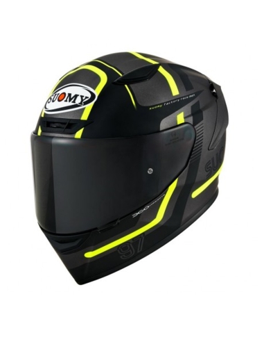 Suomy Track-1 Ninety Seven Matt Gun Metal Yellow Motorrad-Rennhelm