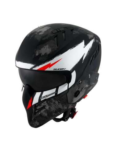 Casco jet Touring Suomy Armor HI Volt Nero Opaco Bianco