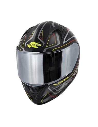 Casco Moto Certificato Kappa Kv56 Neon matt Nero Rosso Calotta