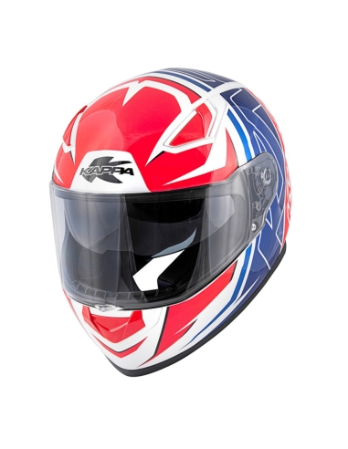 Kappa KV41 Dallas Simple Casque de moto de tourisme blanc brillant rouge