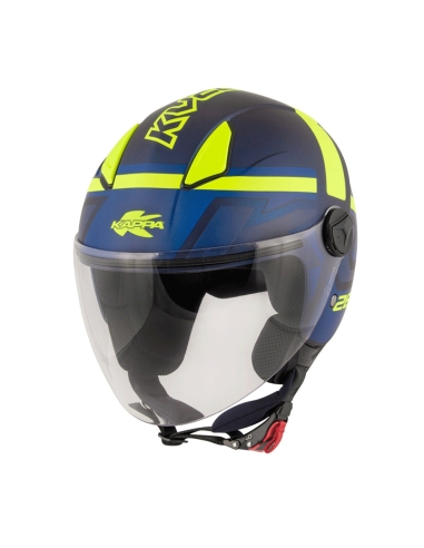 Kappa Jet Kv40 Hawaii D Formes Bleu Mat Jaune Casque Scooter Élégant