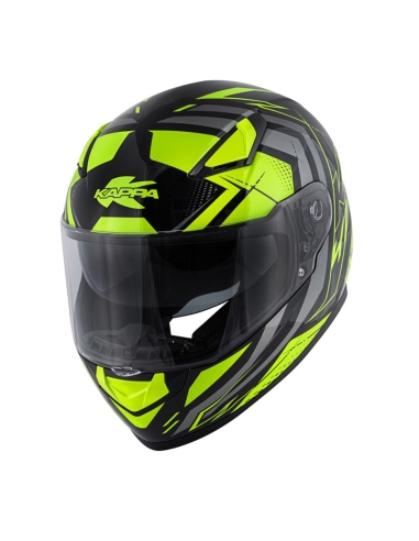 Kappa KV41 Dallas Scraps Titanium Black Yellow Road Crash Full Face Helmet