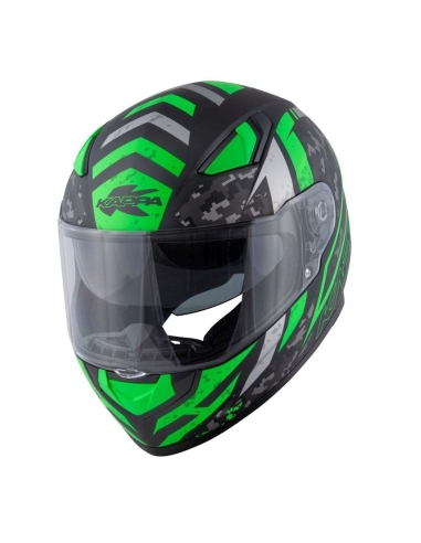 Kappa KV41 Dallas Pixel Casco Moto Certificado Shell Negro Mate Verde