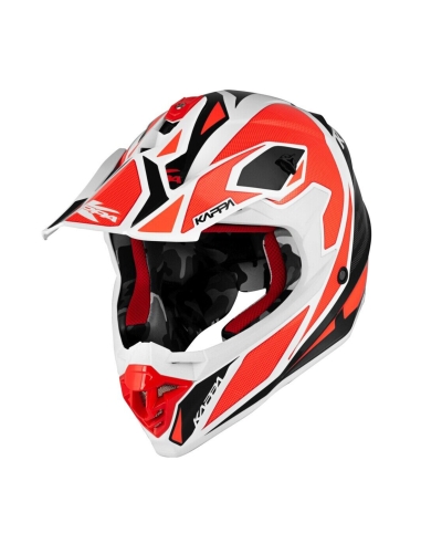 Capacete Kappa KV 49 Great Shock Branco Preto Vermelho Adventure para motociclista