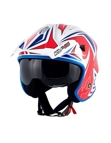 Casco moto Kappa KV45 Trial Gemini bianco rosso blu stile retrò