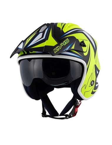 Casco Jet Urban Jet Open Face Kappa KV45 Trial Gemini Nero Giallo Bianco