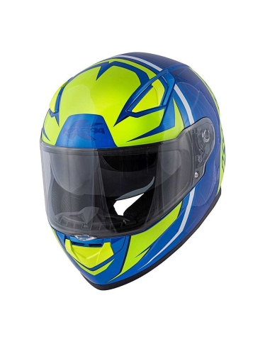 Kappa KV41 Dallas Scraps Blue Titanium Yellow Road Crash Motorcycle Helmet