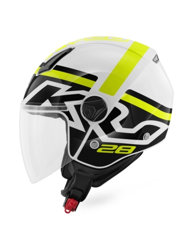 Kappa KV28 EVO C VGD Casco de moto para montar en ciudad blanco negro amarillo