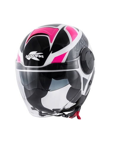 Kappa KV37 EVO Casque de moto d'équitation urbaine blanc titane fuchsia