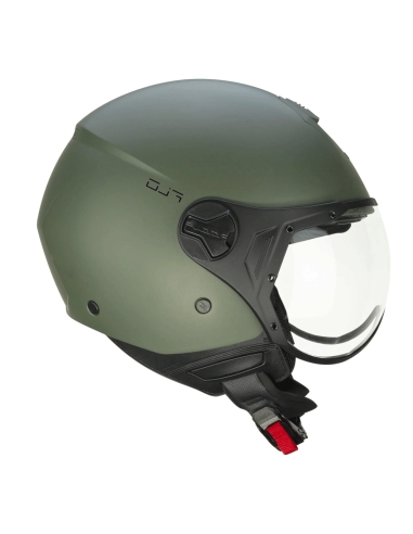 CGM 167A MONO Shaped Visor Street Wear Open Face Jet Motorbike Helmet Satin Green Matte 22.06