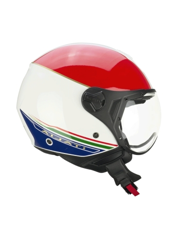 CGM 167I FLO ITALIA Casco Strada urbana a faccia aperta Moto Visiera Sagomata Bianco Verde Rosso