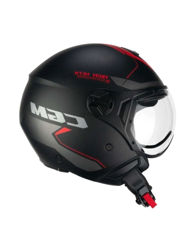 CGM 167X FLO Tech Black Red matt shaped open face sports motorbike helmet