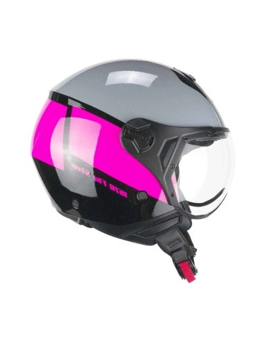 CGM 167R FLO STEP Shaped Visier Städtische Straße Scooter Helm Fuchsia Grau