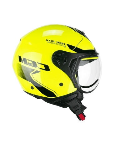 CGM 167X FLO Tech Casque de moto de sport ouvert de forme noire jaune fluo