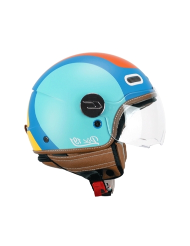 Capacete de motociclismo CGM 191G Pix Sprint Celeste Laranja mate