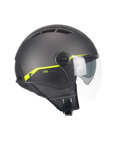 CGM 116G AIR BICO Casco Jet Scooter Grafito Amarillo Fluo