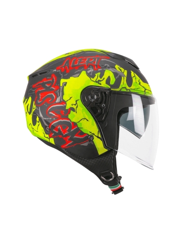 CGM 126X IPER ALERT Casco abierto Scooter Street Negro Amarillo Fluo Mate