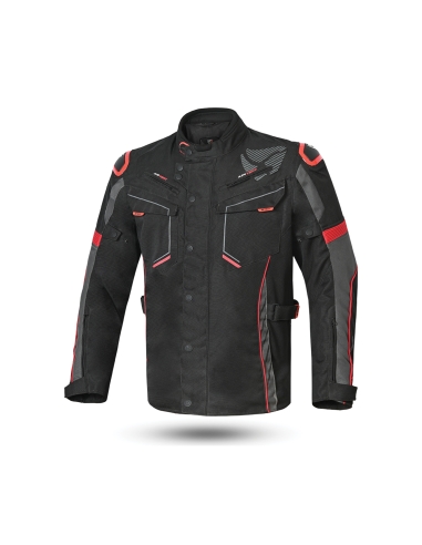 R-TECH Chaqueta Textil Knight Rider (Long) Negro/Antracita/Rojo