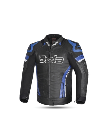 BELA - Chaqueta Piel Rocket man Negro/Azul