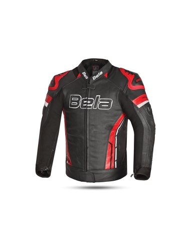 BELA - Chaqueta Piel Rocket man Negro/Rojo