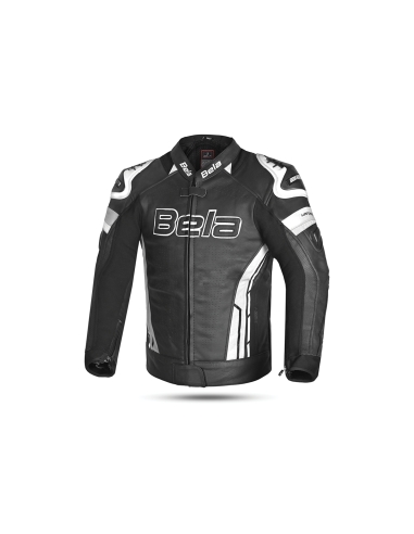 BELA - Chaqueta Piel Rocket man Negro/Blanco