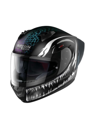 Nolan N60-6 Sport RAVENOUS 028 Casque de course moto intégral noir mat blanc