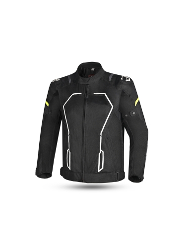 Bela Artrex Touring Giacca in Tessuto Moto Nero/Bianco/Giallo Fluro