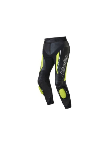 Bela Rocket Lady pantaloni pelle moto Nero/Giallo Fluro