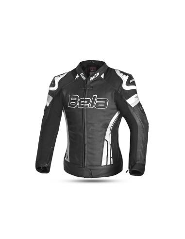 BELA - Chaqueta Piel Rocket lady Negro/Blanco