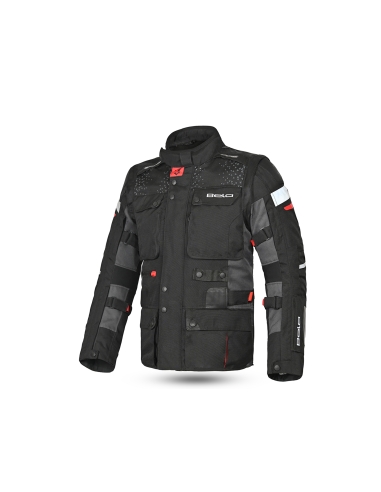 BELA - Chaqueta Textil Crossroad Extreme WP Negro/Antracita/Rojo