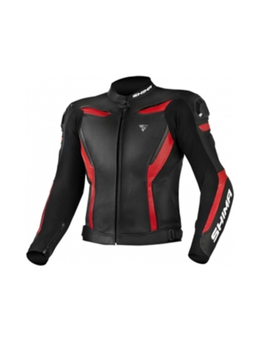 Giacca in pelle di vacchetta da moto Shima Chase Urban Sports Nero/Rosso