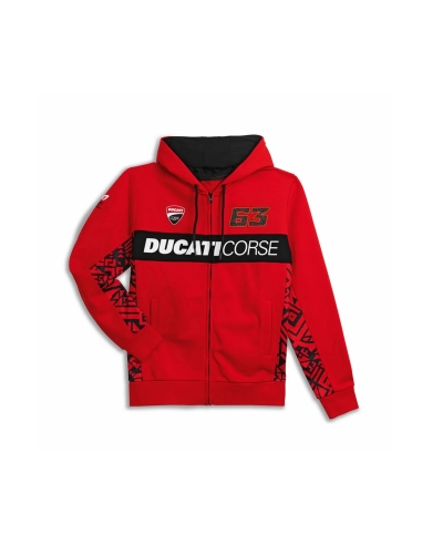 DUCATI - FULL ZIP HOODIE PECCO BAGNAIA 63 ROJO