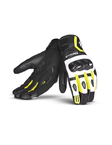 BELA Air Flow Gants d'été cuir Noir/Blanc/Jaune Fluo