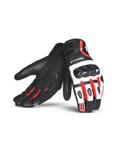 BELA Air Flow Leather Summer Gloves - Black / White / Red