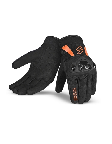 Shua Shot Gants de Moto Noir/Orange Fluro