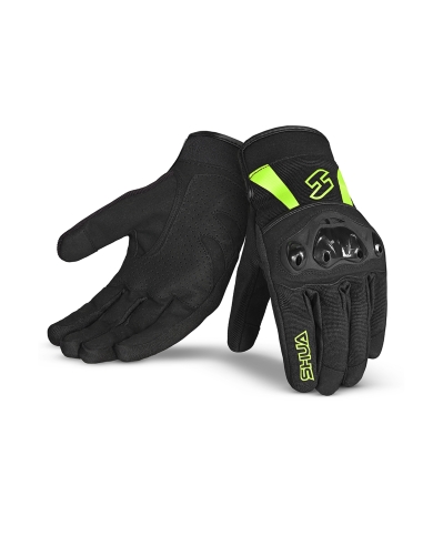 Shua Shot Gants de Moto Noir/Jaune fluo