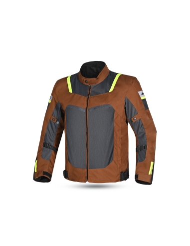 R-TECH - Chaqueta Textil Spiral Mesh Marrón/Gris/Amarillo Fluo